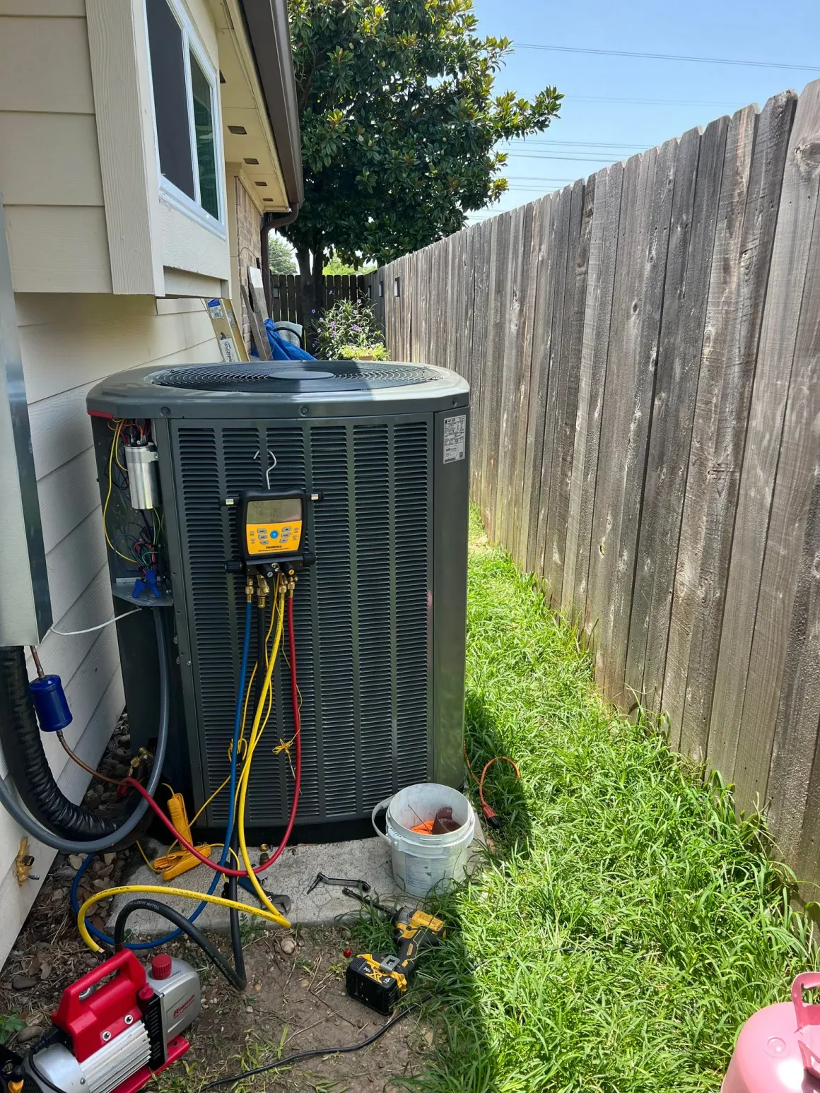 Residential AC system inspection with gauges